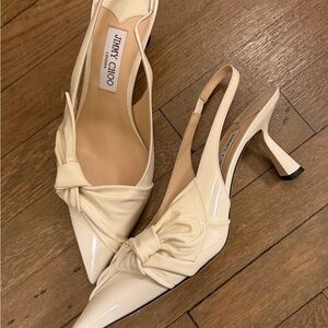 Jimmy Choo Patent Cream Slingback Heels